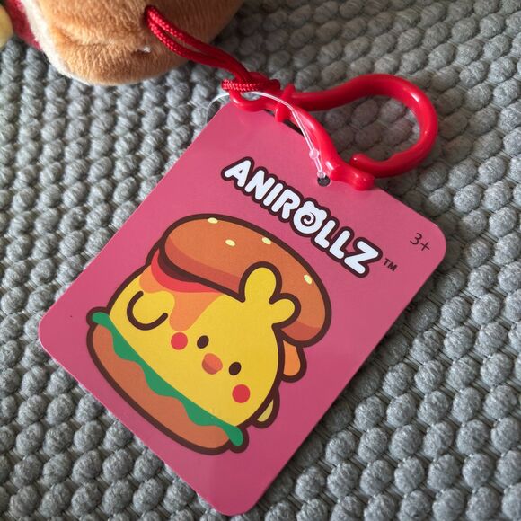 ANIROLLZ LETZ ROLL CHICKIROLL Sandwich Plush 4"H Bag /Keychain Clip - Picture 6 of 7